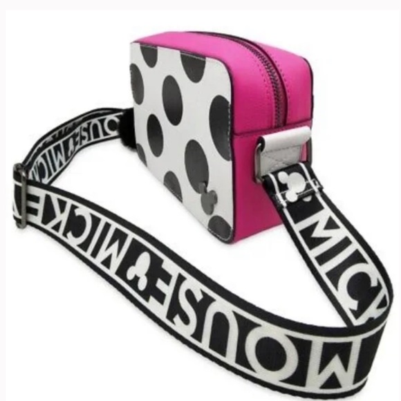 Disney Mickey Mouse Pink Black and White Polka Dot Adjustable Crossbody Bag - Picture 5 of 9